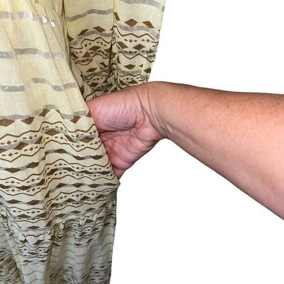 Valerie Khalfon Womens Dress Size Large Yellow Maxi Button Down Pockets - Picture 6 of 10